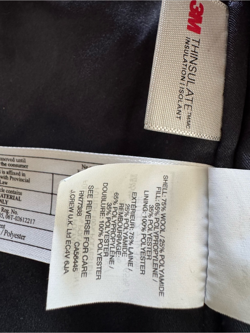 JCrew Black Women's Italian Double Cloth Wool Coat - Picture 10 of 11